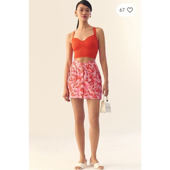 NEW Anthropologie Maeve Scalloped Button-Front Floral Pocket Skirt Size 14 - Picture 2 of 4